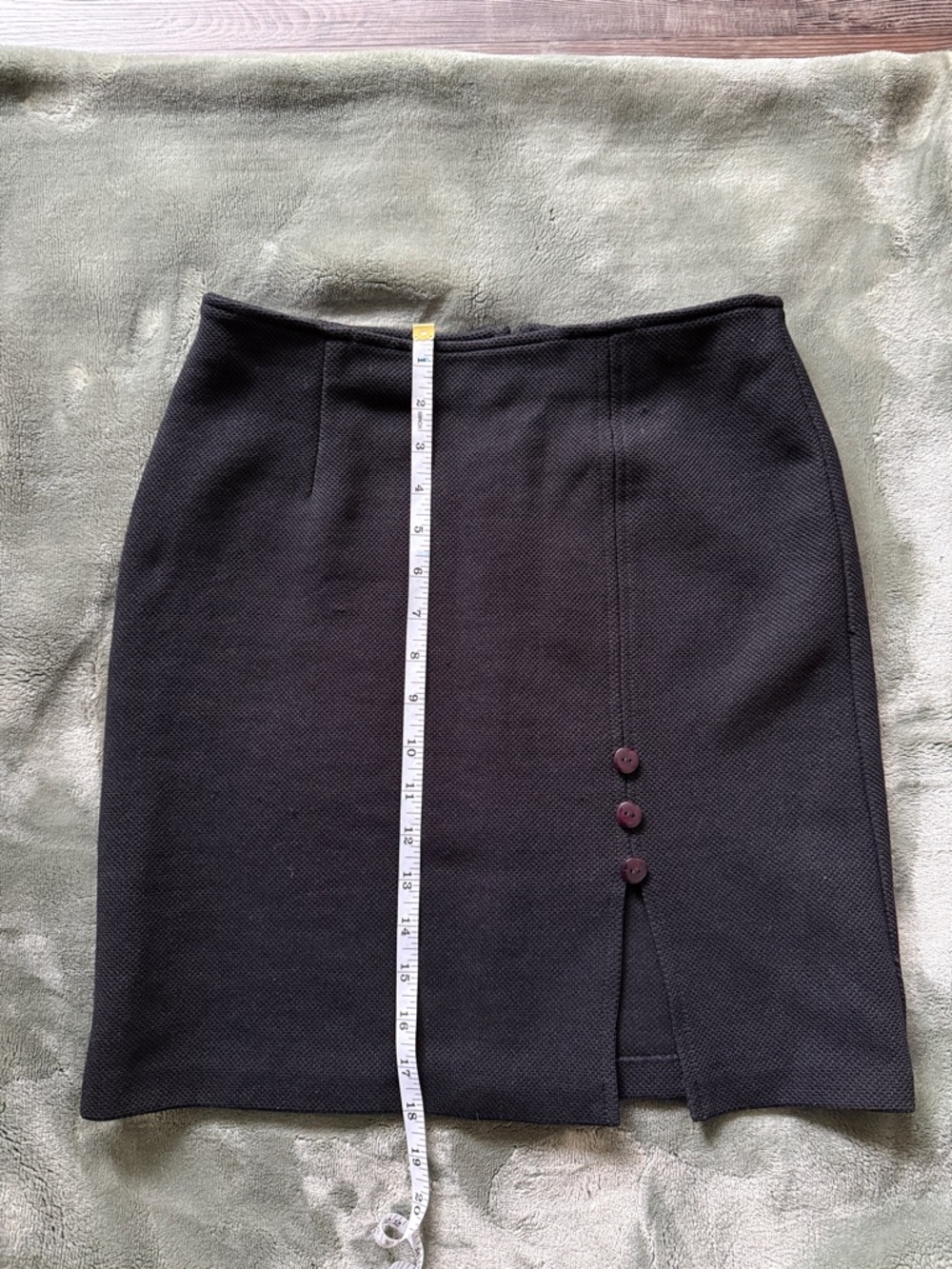 Classic Black Pencil Skirt with Front Button Detail